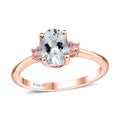 Premium Mangoro Aquamarine and Madagascar Pink Sapphire Ring in Vermeil Rose Gold Over Sterling Silver (Size 10.0) 1.10 ctw - Sticky add to cart bar