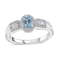 Premium Mangoro Aquamarine and White Zircon Ring in Platinum Over Sterling Silver (Size 10.0) 0.75 ctw - Sticky add to cart bar