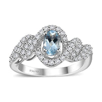 Premium Mangoro Aquamarine and White Zircon Ring in Platinum Over Sterling Silver (Size 10.0) 0.90 ctw