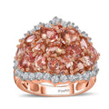 Blush Tourmaline and Moissanite Ring in Vermeil Rose Gold Over Sterling Silver (Size 10.0) 5.75 ctw - Sticky add to cart bar