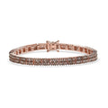 D'Joy Natural Champagne Diamond 2 Row Bracelet in Vermeil RG Over Sterling Silver (7.25 In) 3.00 ctw - Sticky add to cart bar