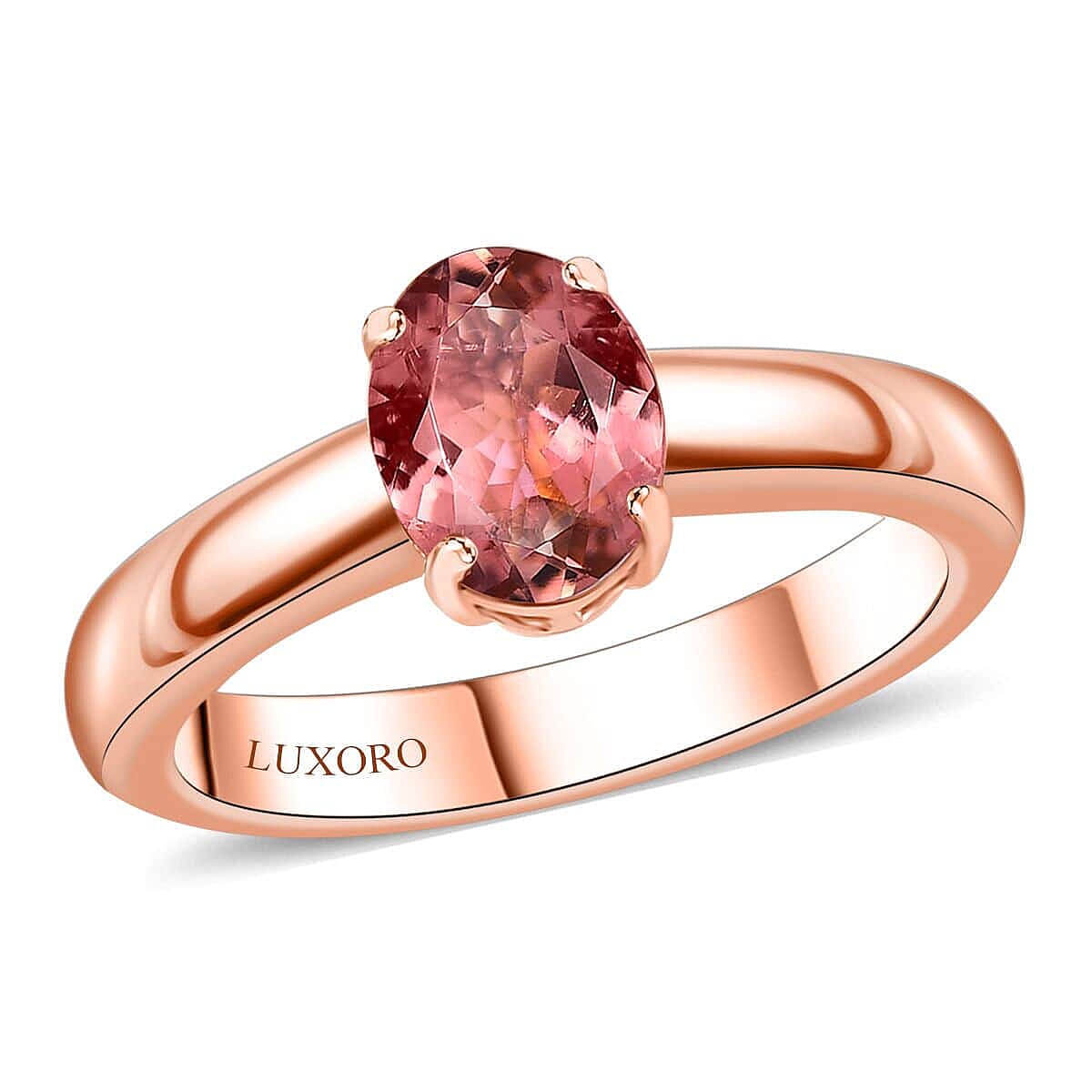 Luxoro 10K Rose Gold Premium Blush Tourmaline Solitaire Ring (Size 7.0) 1.35 Carat Total Weight