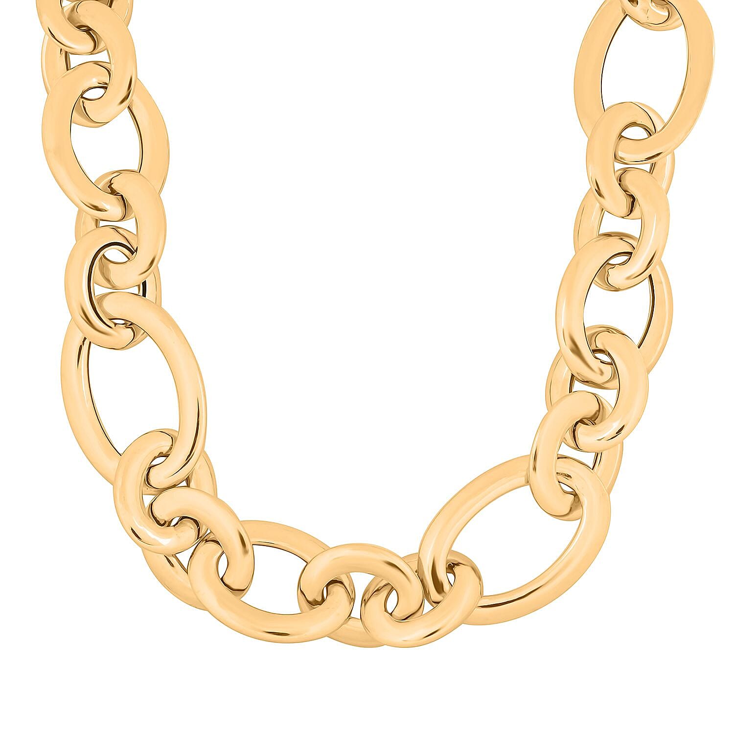 Italian 14K Yellow Gold Over Sterling Silver Link Necklace 18 Inches 41.70 Grams