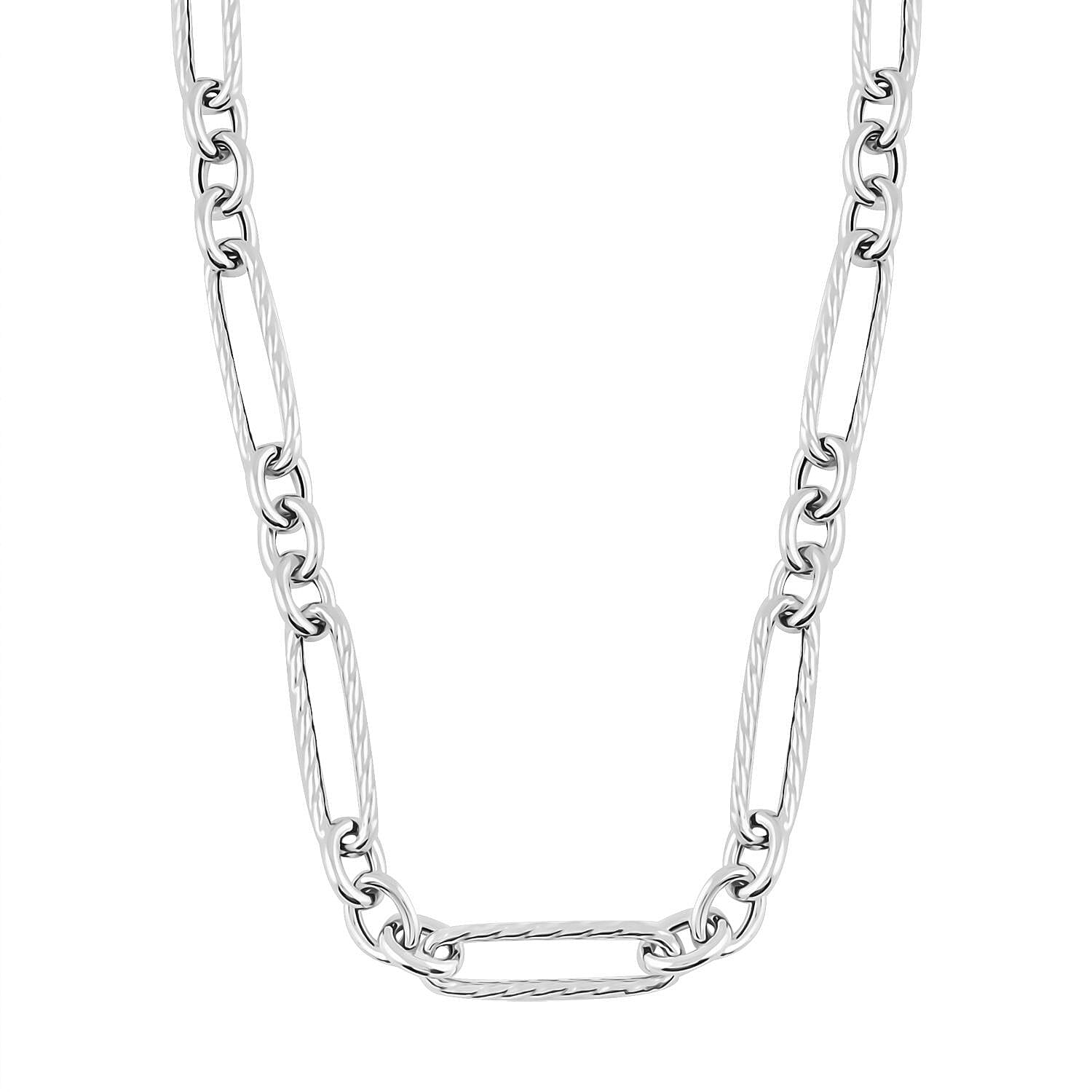 Italian Sterling Silver Oval Link Necklace 18 Inches 14.55 Grams