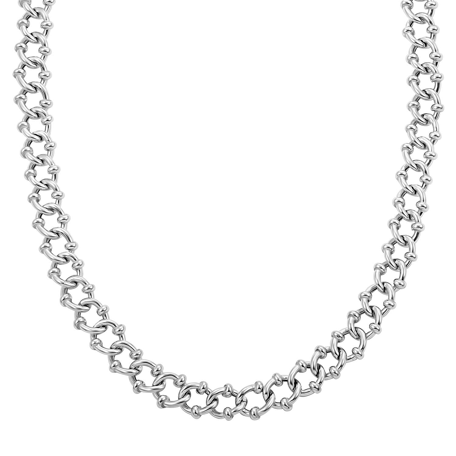 Italian Sterling Silver Fancy Curb Link Necklace 20 Inches 49 Grams