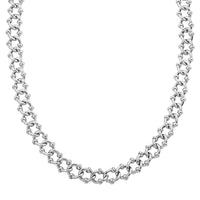 Italian Sterling Silver Fancy Curb Link Necklace 20 Inches 49 Grams