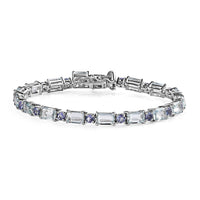 Premium Mangoro Aquamarine and Tanzanite Bracelet in Platinum Over Sterling Silver (6.50 In) 11.40 ctw