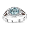 Premium Aqua Kyanite, Brown and White Zircon Men's Ring in Platinum Over Sterling Silver (Size 12.0) 2.35 ctw - Sticky add to cart bar
