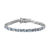 Premium Mangoro Aquamarine and Tanzanite Bracelet in Platinum Over Sterling Silver (6.50 In) 8.40 ctw