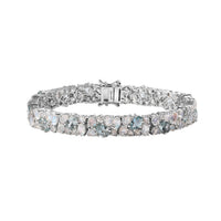 Aqua Kyanite, Rainbow Moonstone Bracelet in Platinum Over Sterling Silver (7.25 In) 19.50 ctw