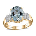 Luxoro 10K Yellow Gold Premium Mangoro Aquamarine and G-H I2 Diamond Ring (Size 6.0) 4.30 Grams 3.30 ctw - Sticky add to cart bar