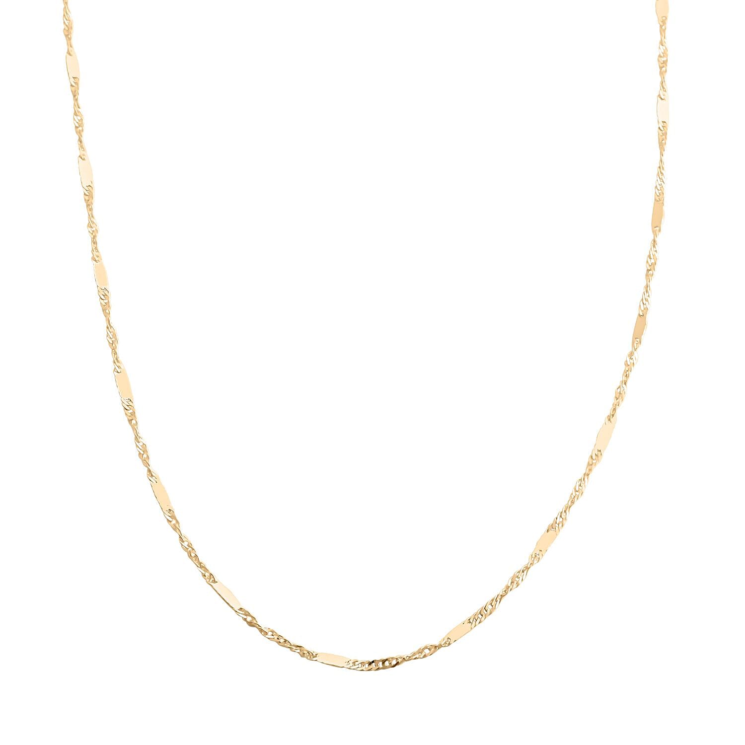 Italian 10K Yellow Gold 1.4mm Singapore Con Barre Chain Necklace 20 Inches 1.45 Grams
