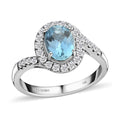 Luxoro 14K White Gold AAA Santa Maria Aquamarine and G-H I2 Diamond Ring (Size 10.0) 4.10 Grams 1.50 ctw - Sticky add to cart bar
