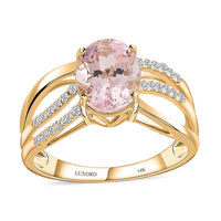 By Tony Diniz Luxoro 14K Yellow Gold AAA Palmeiras Pink Morganite, Diamond (G-H, I2) (0.23 cts) Ring (Size 10.0) 1.90 ctw