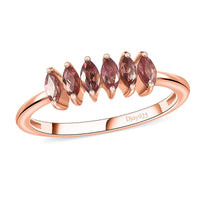 Premium Blush Tourmaline 5 Stone Ring in Vermeil Rose Gold Over Sterling Silver (Size 10.0) 0.50 ctw