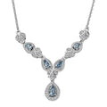 Santa Maria Aquamarine and White Zircon Halo Necklace 18-20 Inches in Platinum Over Sterling Silver 1.35 ctw - Sticky add to cart bar