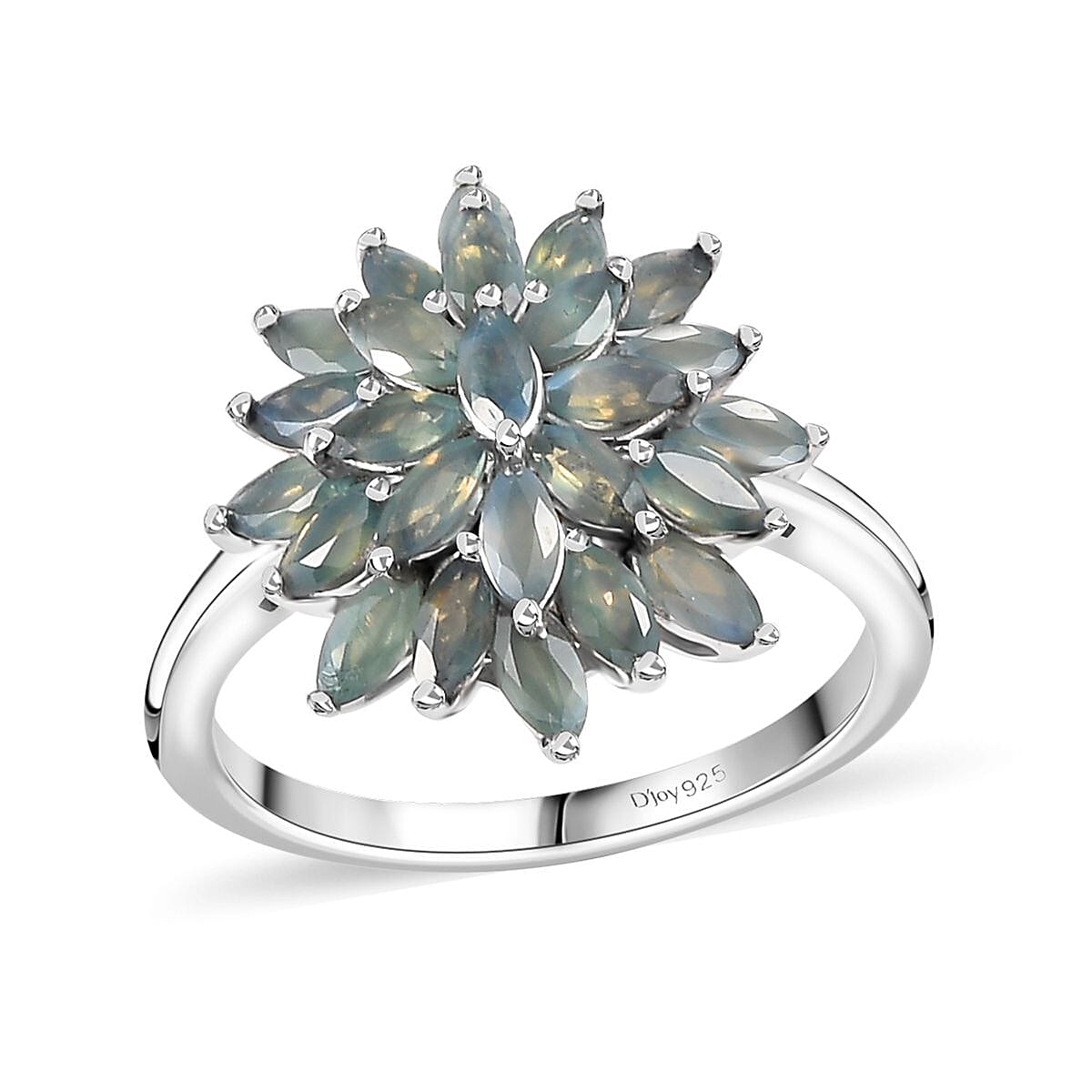 Narsipatnam Alexandrite Floral Spray Ring in Platinum Over Sterling Silver (Size 10.0) 1.90 ctw