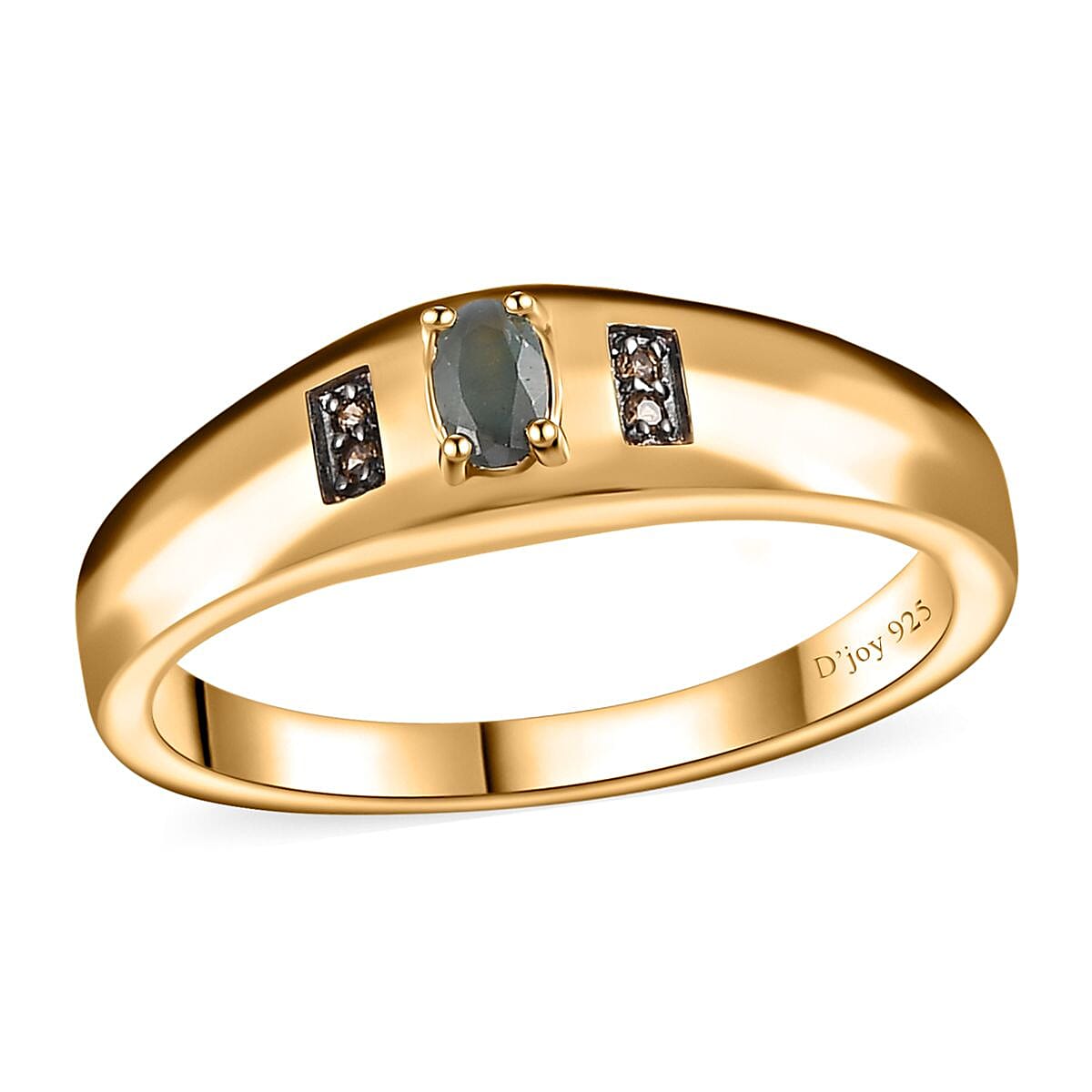 Narsipatnam Alexandrite, Brown Zircon Men's Ring in Vermeil YG Over Sterling Silver (Size 14.0) 0.30 ctw