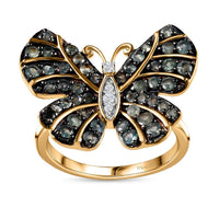 Narsipatnam Alexandrite, White Zircon Butterfly Ring in Vermeil YG Over Sterling Silver (Size 7.0) 1.25 ctw