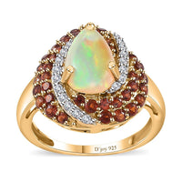 Premiun Ethiopian Welo Opal and Multi Gemstone Ring in Vermeil Yellow Gold Over Sterling Silver (Size 6.0) 2.65 ctw
