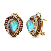 Premium Ethiopian Welo Opal and Multi Gemstone Earrings in Vermeil Yellow Gold Over Sterling Silver 3.15 ctw