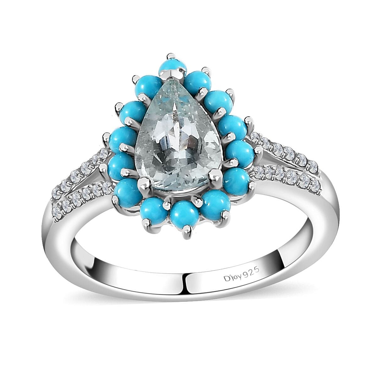 Premium Mangoro Aquamarine and Multi Gemstone Ring in Platinum Over Sterling Silver (Size 10.0) 1.80 ctw
