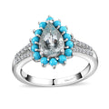Premium Mangoro Aquamarine and Multi Gemstone Ring in Platinum Over Sterling Silver (Size 10.0) 1.80 ctw - Sticky add to cart bar