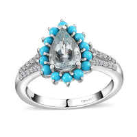 Premium Mangoro Aquamarine and Multi Gemstone Ring in Platinum Over Sterling Silver (Size 10.0) 1.80 ctw