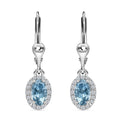 Santa Maria Aquamarine and White Zircon Lever Back Earrings in Platinum Over Sterling Silver 0.60 ctw - Sticky add to cart bar