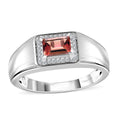 Blush Tourmaline and Moissanite Men's Ring in Platinum Over Sterling Silver (Size 10.0) 1.10 ctw - Sticky add to cart bar