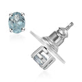 Aqua Kyanite Solitaire Stud Earrings in Platinum Over Sterling Silver 0.90 ctw - Sticky add to cart bar