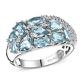 Premium Aqua Kyanite and Moissanite Ring in Platinum Over Sterling Silver (Size 6.0) 4.40 ctw - Sticky add to cart bar