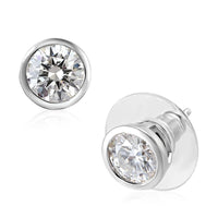 Moissanite Solitaire Stud Earrings in Platinum Over Sterling Silver 1.80 ctw