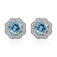 Certified Iliana AAA Santa Maria Aquamarine, Diamond Earrings in 18K White Gold 1.60 ctw