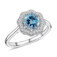 Certified & Appraised 18K White Gold AAA Santa Maria Aquamarine and G-H SI Diamond Ring 1.35 ctw
