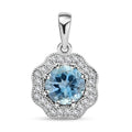 Certified and Appraised Iliana 18K White Gold AAA Santa Maria Aquamarine and G-H SI Diamond Pendant without Chain 1.35 ctw - Sticky add to cart bar