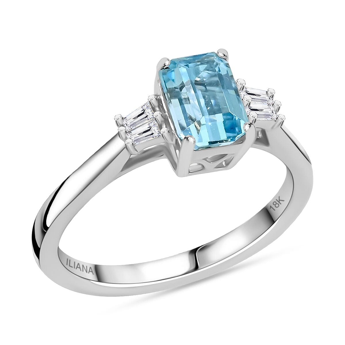 Certified and Appraised Iliana 18K White Gold AAA Santa Maria Aquamarine and G-H SI Diamond Ring (Size 10.0) 1.00 ctw