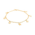 14K Yellow Gold 8mm Glitter Dangling Star Bracelet (7.00 In) 1.55 Grams - Sticky add to cart bar