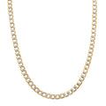 14K Yellow and White Gold Cuban White Pave Chain Necklace 24 Inches 8.63 Grams - Sticky add to cart bar