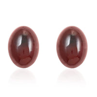Baltic Amber Oval Stud Earrings in Sterling Silver