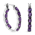 African Amethyst Hoop Earrings in Platinum Over Sterling Silver 7.90 ctw - Sticky add to cart bar