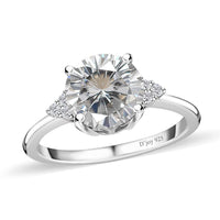 Moissanite Ring in Platinum Over Sterling Silver (Size 10.0) 1.85 ctw