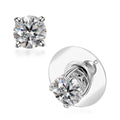 Moissanite Solitaire Stud Earrings in Platinum Over Sterling Silver - Sticky add to cart bar