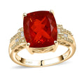 Luxoro 10K Yellow Gold AAA Crimson Fire Opal, I2 Natural Yellow and White Diamond Ring (Size 6.0) 4 Grams 4.00 ctw - Sticky add to cart bar