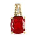 Luxoro 10K Yellow Gold AAA Crimson Fire Opal, I2 Natural Yellow and White Diamond Pendant 3.85 ctw - Sticky add to cart bar