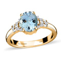 Luxoro 10K Yellow Gold Premium Santa Maria Aquamarine, Diamond (G-H, I2) Ring (Size 10.0) 1.70 ctw - Sticky add to cart bar