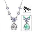 D'Joy Mexican Hyalite Opal and Multi Gemstone Drop Necklace 18-20 Inches in Platinum Over Sterling Silver with Free UV Flash Light 6.30 ctw - Sticky add to cart bar
