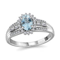 Premium Mangoro Aquamarine and White Zircon Halo Ring in Platinum Over Sterling Silver (Size 10.0) 1.15 ctw - Sticky add to cart bar