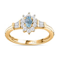 Premium Santa Maria Aquamarine and White Zircon Halo Ring in Vermeil Yellow Gold Over Sterling Silver (Size 10.0) 0.80 ctw - Sticky add to cart bar