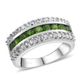 AAA Chrome Diopside and White Zircon Ring in Platinum Over Sterling Silver (Size 10.0) 1.50 ctw - Sticky add to cart bar